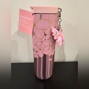 New Starbucks spring 2025 Cherry Blossom 16oz Metal Tumbler with charm
